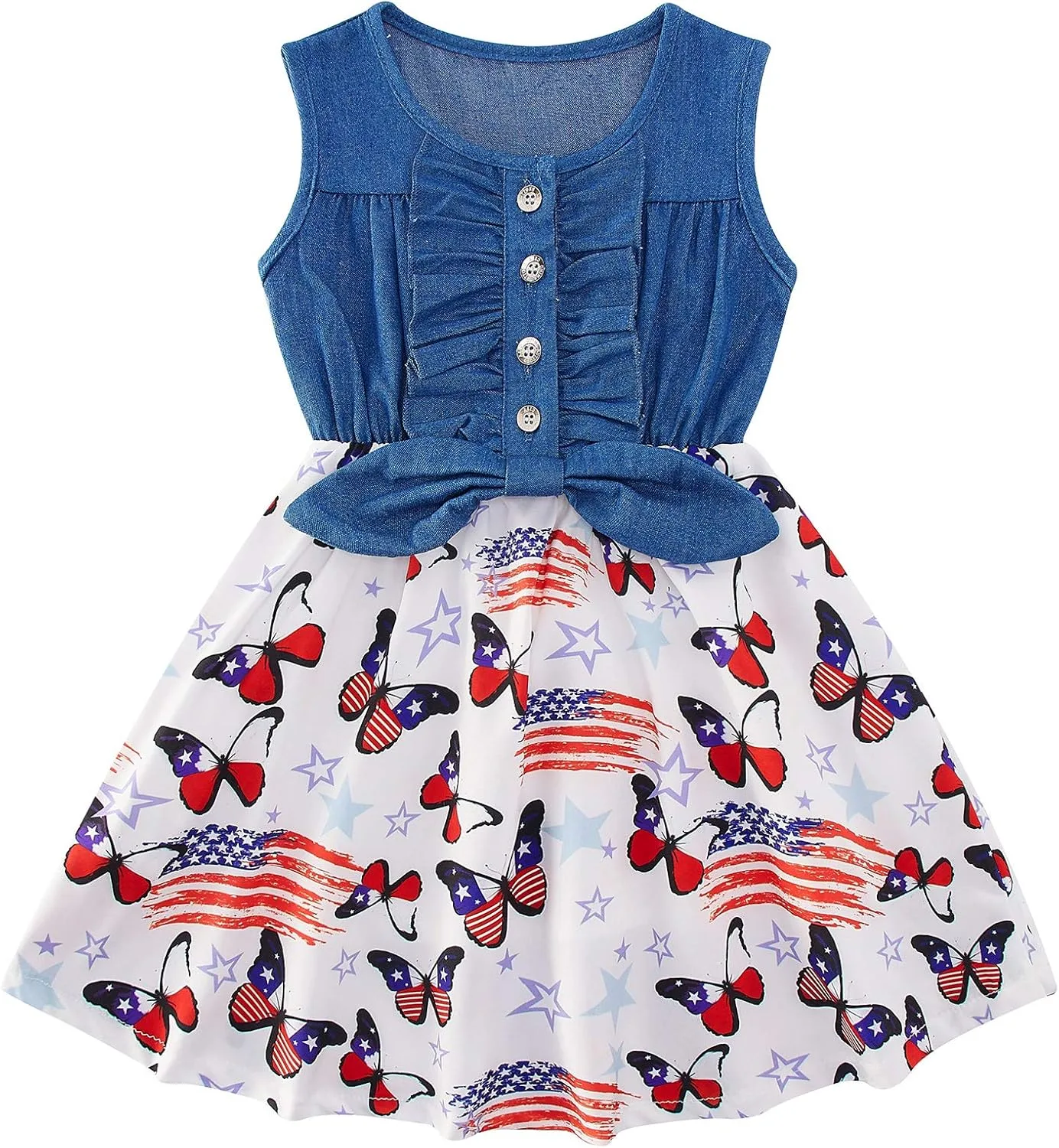 little girls summer dress sleeveless denim polyester_best_review_1750936160